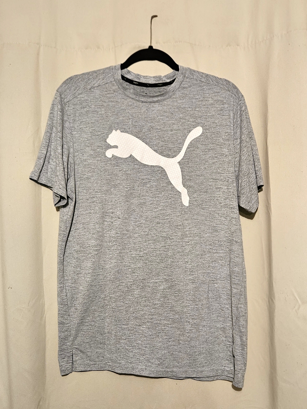Puma Men’s Heather Gray Logo Tee - Athletic Short Sleeve Shirt